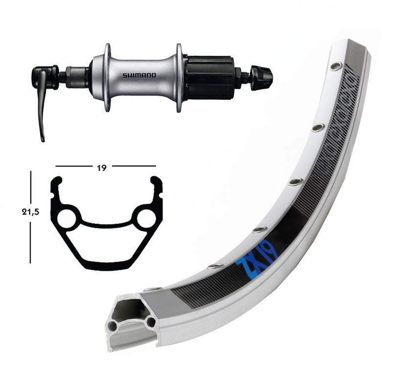 RP 28x1.75AceraT3000 Kass.8-v.sg.r.36L Exal ZX 19 silber. Edelstahlspeichen