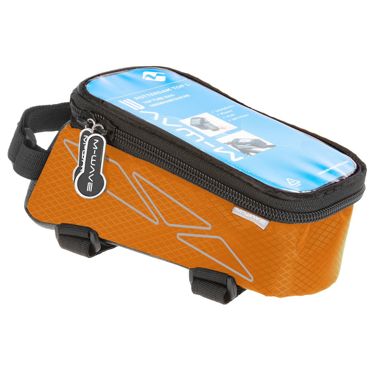 M-WAVE top tube bag for smartphone orange