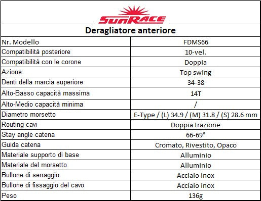 SUNRACE MS 10v deragliatore