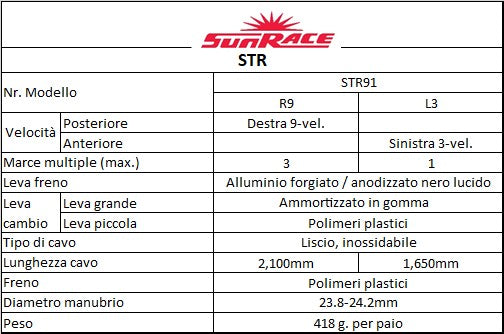 SUNRACE R9 leva cambio + freno 3x9v