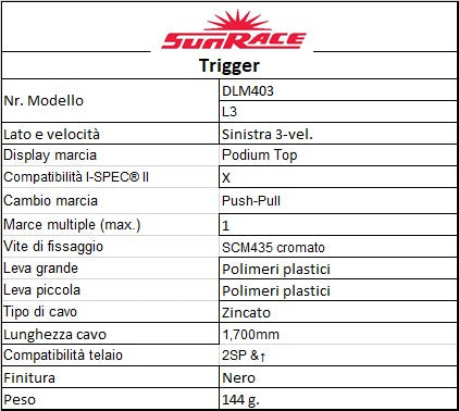SUNRACE M4 3v leva cambio sinistra