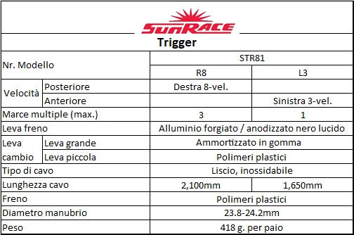 SUNRACE R8 leva cambio + freno 3x8v