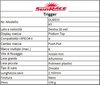 SUNRACE MS 10v leva cambio destra