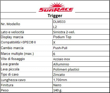 SUNRACE MS 2v leva cambio sinistra