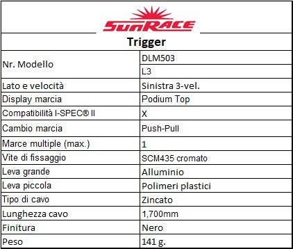 SUNRACE M5 3v leva cambio sinistra