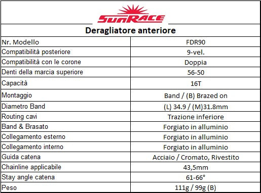 SUNRACE R9 9v deragliatore