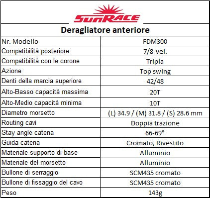 SUNRACE M6 8v deragliatore