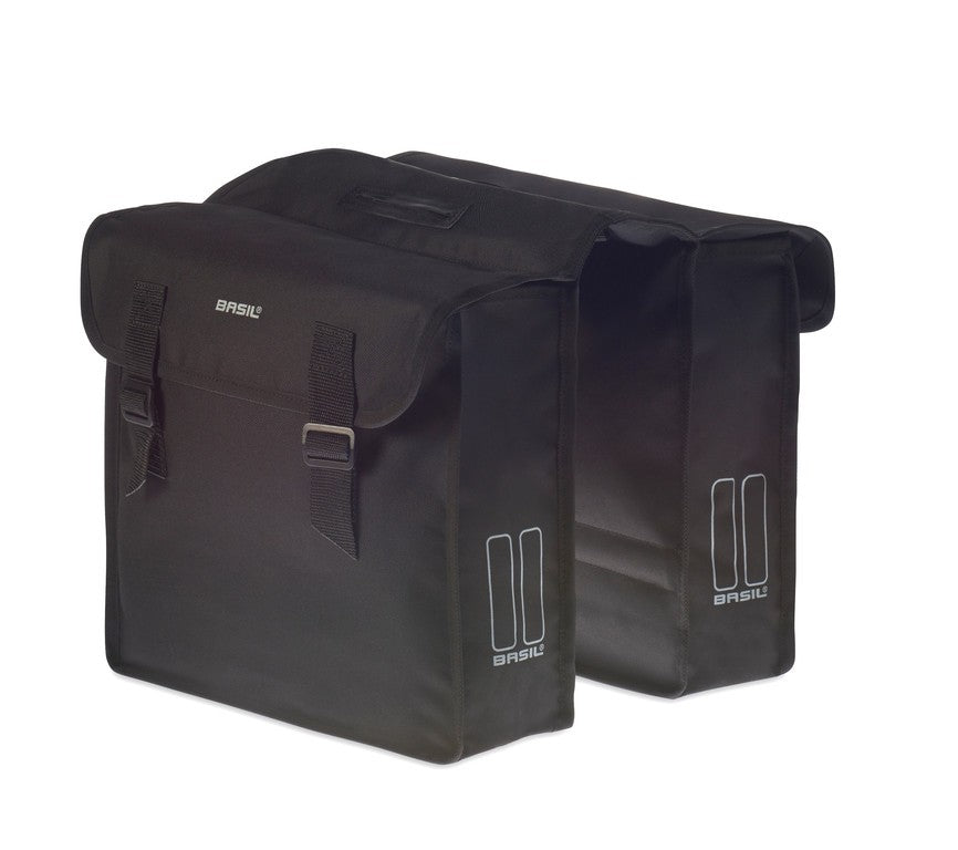 Bolsa doble Basil Mara, negra, 33x11x30cm, 26 l