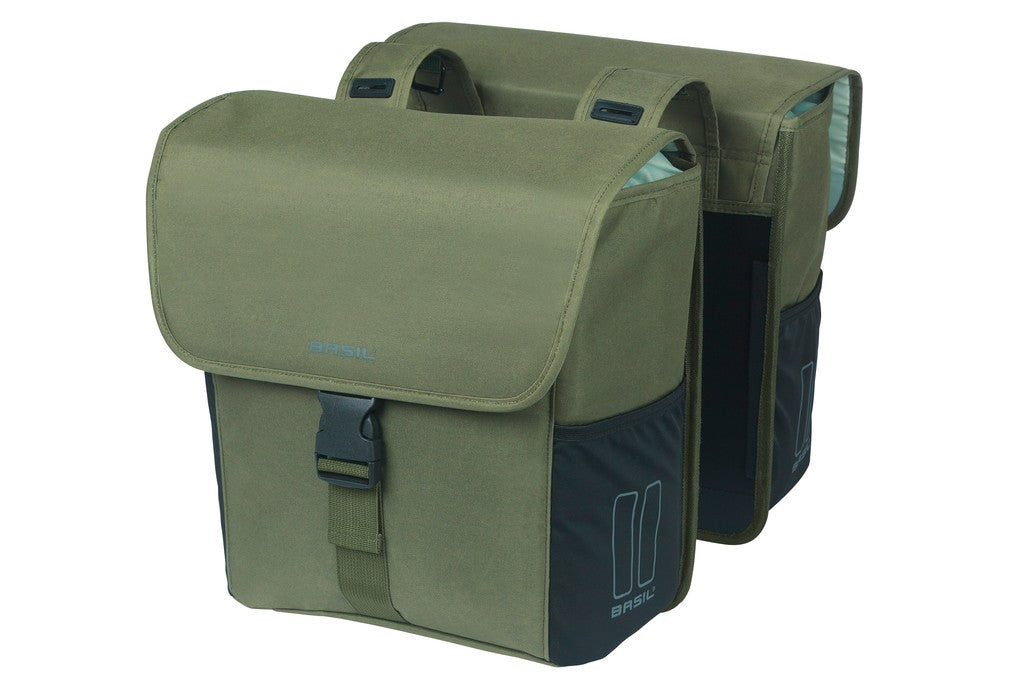 Bolsa doble Basil Go, verde oscuro, 14 x 27 x 31 cm, 32 l