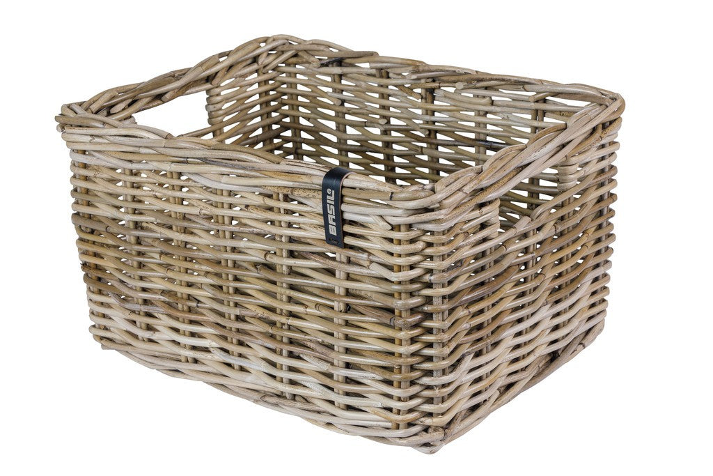 Cestino anteriore Basil Dax S grigio, maglie lar., Rattan