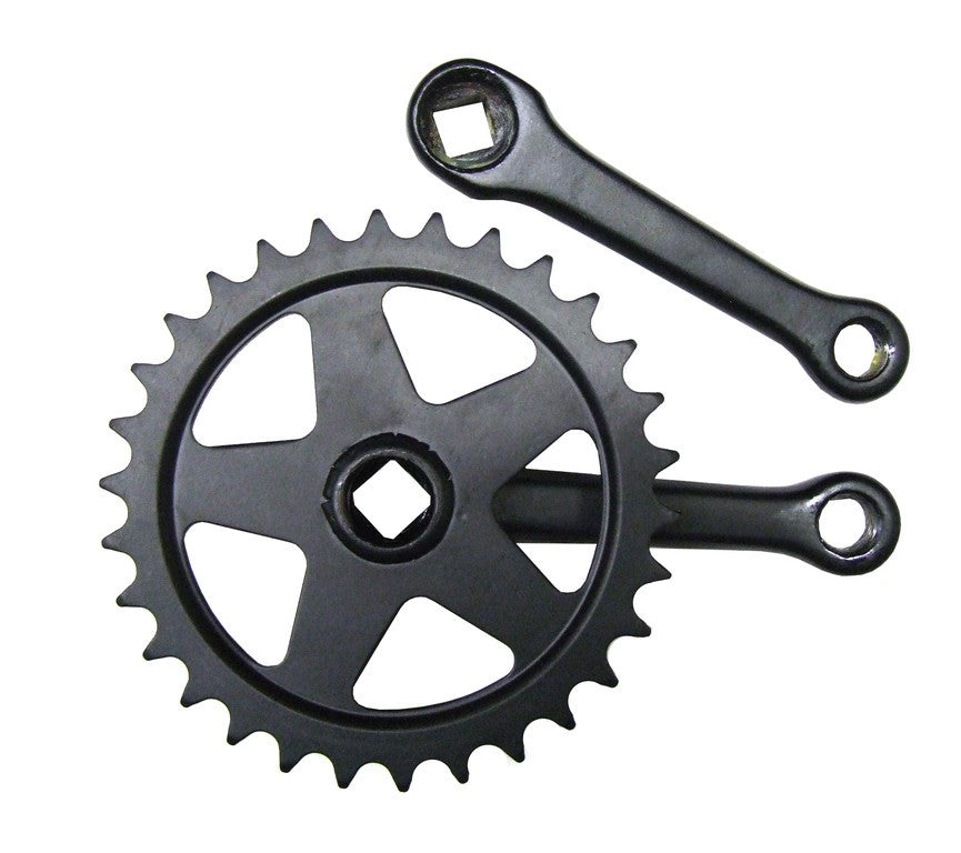 Guarnitura, acciaio 36 denti 125 mm nero, perno quadro