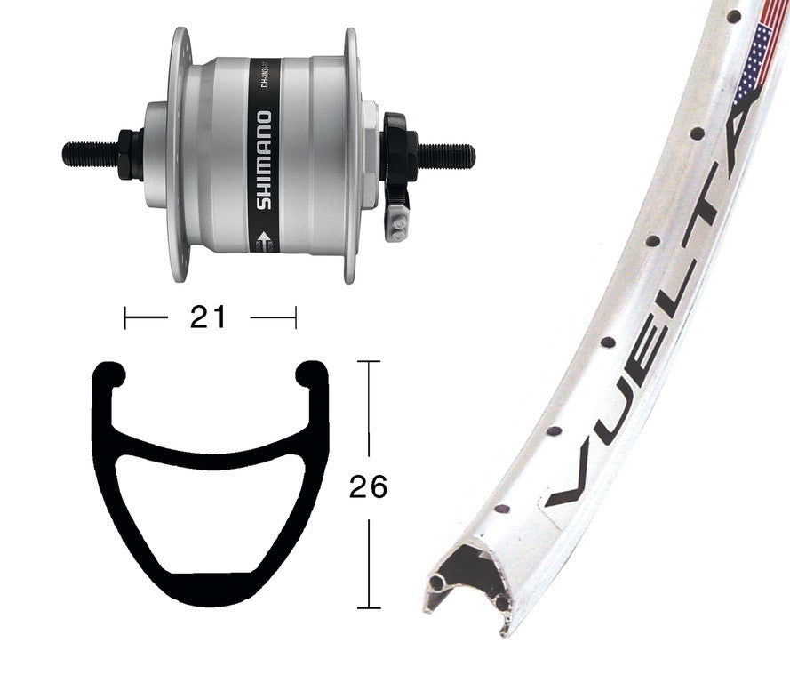 RA 28x1,75, Nabe mit DIN DH3N31, NT 36f. Airline 1 silber, Edelstahlspeichen