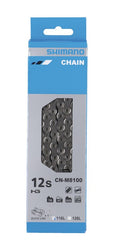 Cadena Shimano M 8100 de 116 eslabones y 12 velocidades, color plata