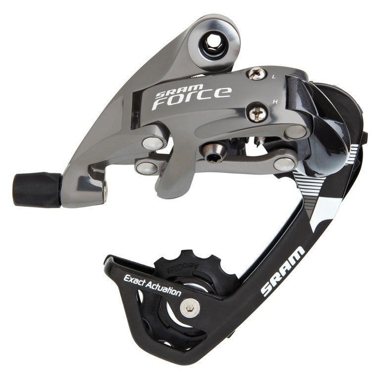 Der. post. SRAM Force WiFli 10-fach, mittellanger Käfig, schwarz/silber
