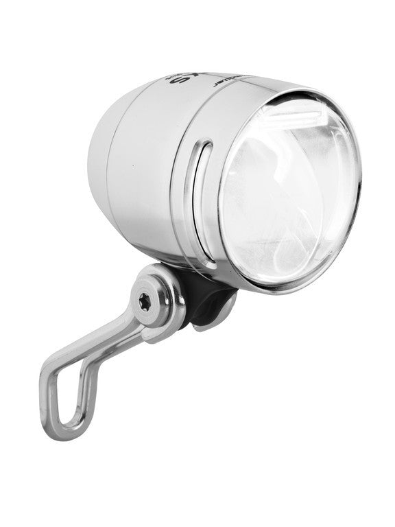Luce LED dinamo b&m IQ-XS 80 Lux, con luce di posizione, argento