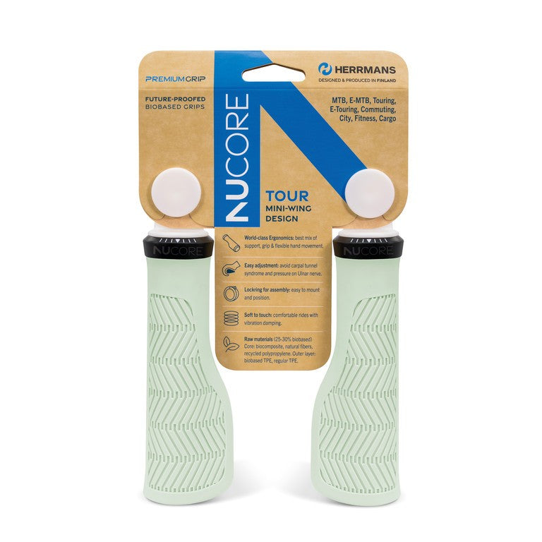 Manopole HERRMANS Nucore Tour Wave 130mm, Ã 22mm, Sage DD47 BL+BR