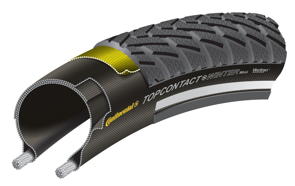 CONTINENTAL Copertone TopContactWinterII Prem.piegh. 28'' 700x42C 42-622 nero Skin riflett.