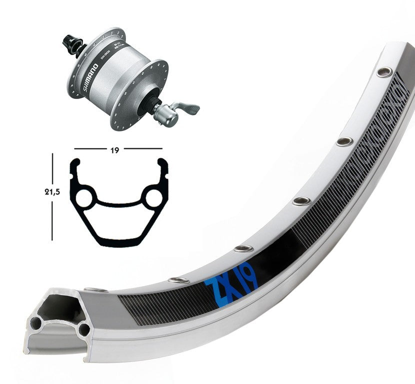 r.vorne.28x1,75din.mozz.DH3N30,QR,36 Löcher Exal ZX-19 farb.arg./brüniert, Niro-Speichen