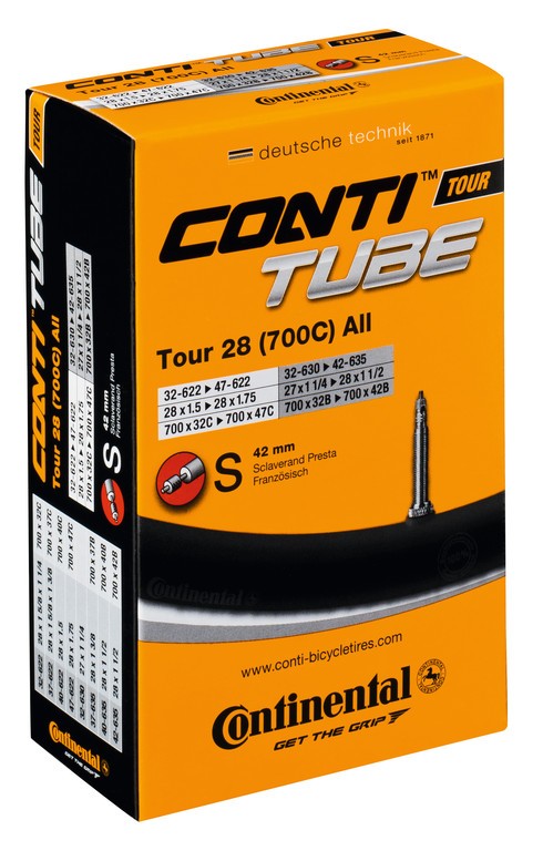 Cámara de aire universal Conti Tour 28 27/28x1 1/4-1,75" 32/47-622/635 VD 40 mm