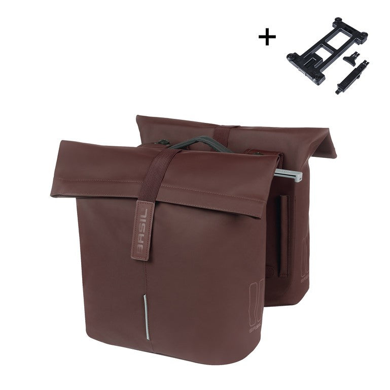 Basil City MIK bolsa doble marrón tostado, 28-32 l, MIK