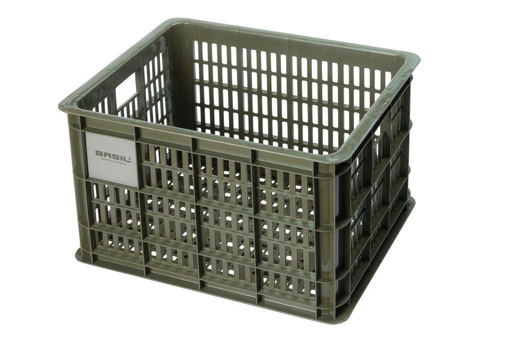 Box bici Basil Crate M 45,25x35x25cm,moss gr.,29,5L, plastica