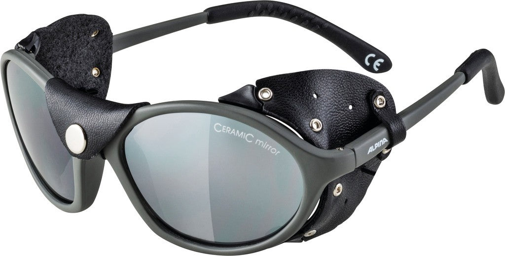 Alpina Sibiria Sportbrille aus schwarzem Zinn, verspiegelte Gläser, Kat. 4