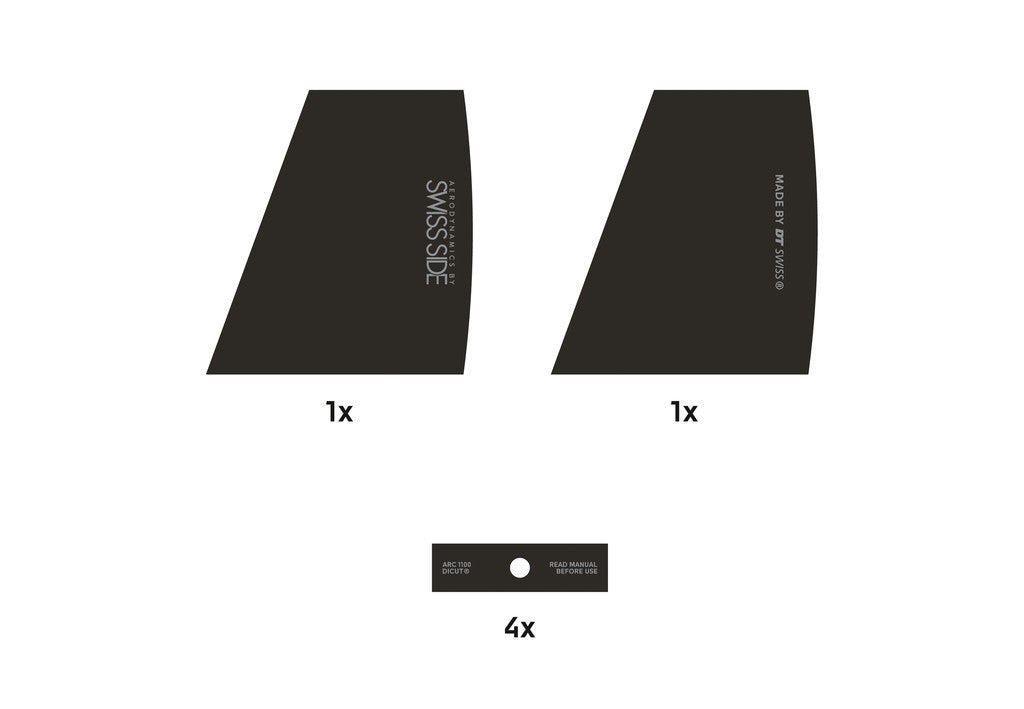 Set deco DT Swiss ARC 1100 29x20 DB nero, vinile, prot. Valvola